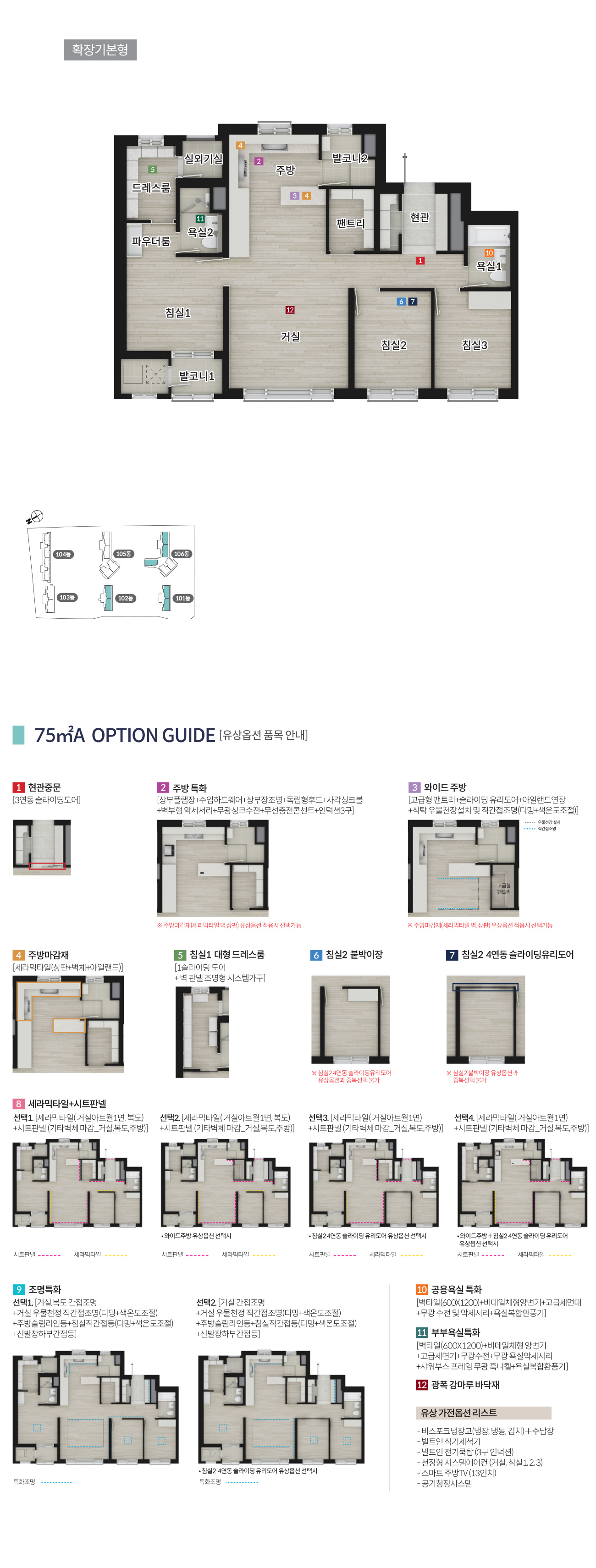 용인 고림 디이스트 75A타입 평면도
